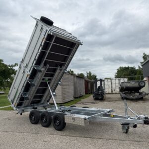Heavy Duty 3-Zijdige Kipper JCS 3-As (3500kg) | 400x200 cm | Paraboolvering & Franse Deuren
